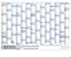 XXL Wandkalender-Blau 2019