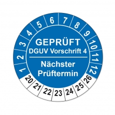 Geprüft - DGUV Vorschrift 4 - blau