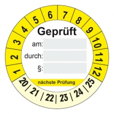 Geprüft + nächste Prüfung Ø 30mm - gelb