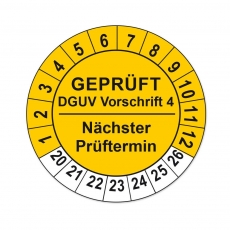 Geprüft - DGUV Vorschrift 4 - gelb