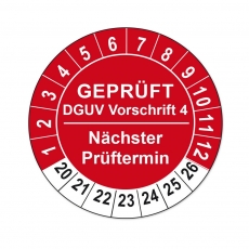 Geprüft - DGUV Vorschrift 4 - rot