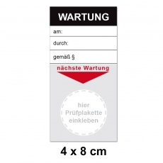 Grundplakette 40x80 - Wartung