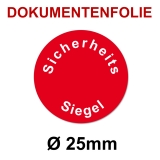 Sicherheitssiegel Dokumentenfolie Ø25 rot